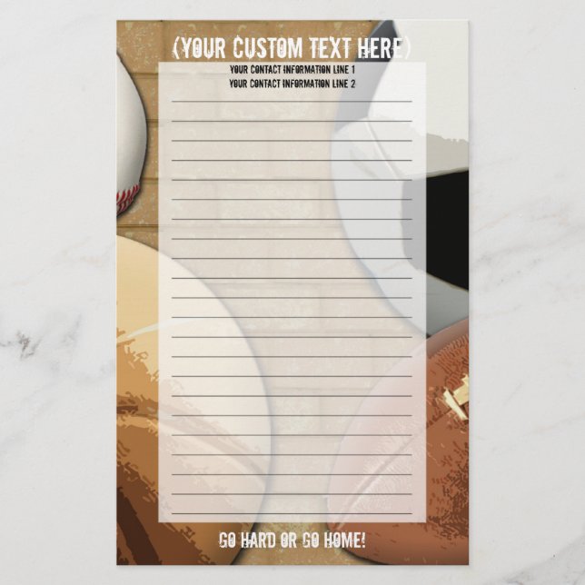 Papeterie sportive personnalisée (Devant)