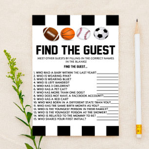 Papeterie Sports Thématique Trouver Le Baby shower Invité Je