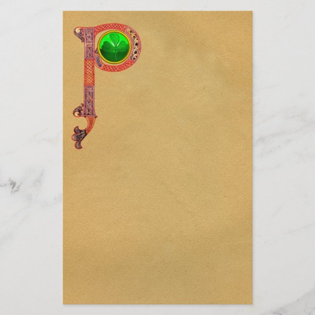 PAPETERIE ST PATRICK'S DAY CÉLTIC P MONOGRAM AVEC SHAMROCK (Devant)