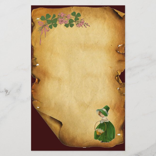 PAPETERIE ST PATRICK'S DAY - IRLANDE, FILLE ET SHAMROCK (Devant)