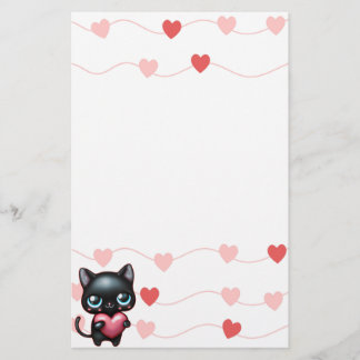Papeterie Stationery coeur de chat noir Valentine's day