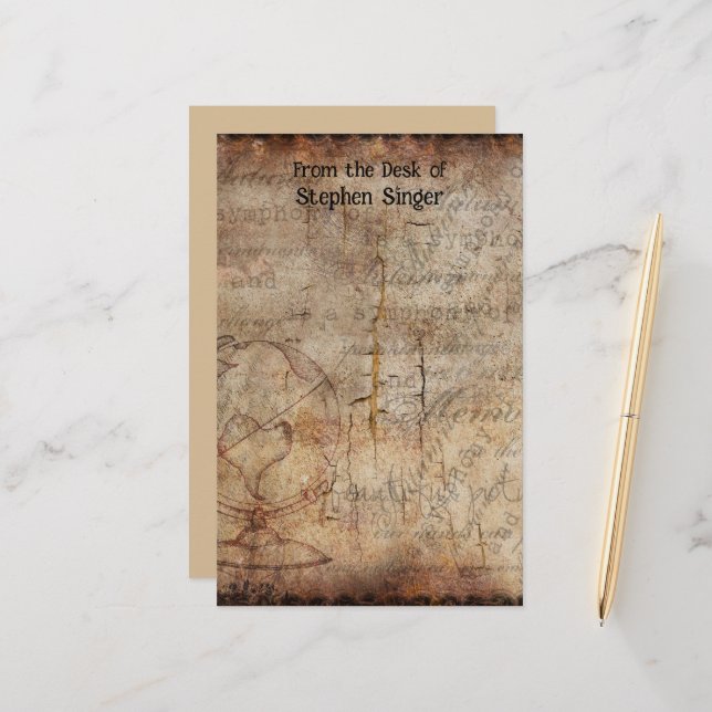 Papeterie Steampunk Globe Travel Journal (Devant/Arrière en situation)