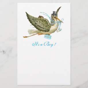 Papeterie STORK GARY BABY SHOWER Bleu Blanc