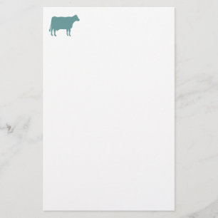 Papeterie Symbole de vache - Vert océan sur blanc