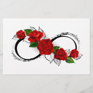 Papeterie Symbole d'infini avec les roses rouges