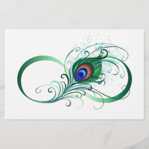 Papeterie Symbole d'infini avec plume de paon