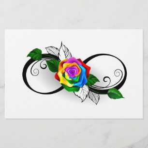 Papeterie Symbole d'infini avec Rose arc-en-ciel