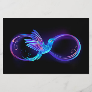Papeterie Symbole d'infini néon avec colibri brillant