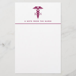 Papeterie Symbole Médicale simple Red Caduceus Nurse