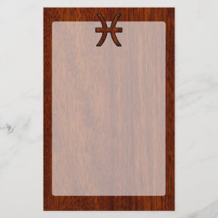 Papeterie Symbole Zodiac Pisces Style de grains de bois d'ac