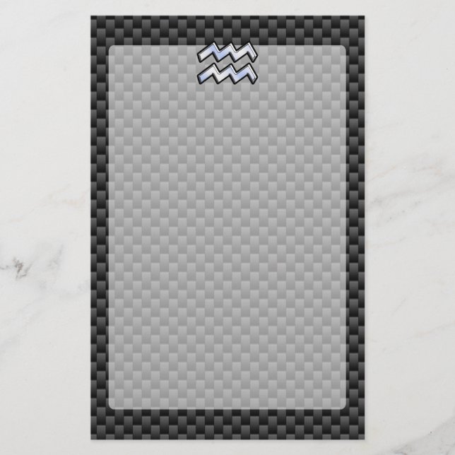 Papeterie Symbole Zodiaque d'argent Aquarius Style fibre de  (Devant)