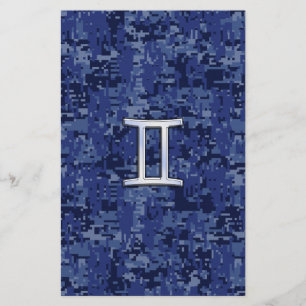 Papeterie SYMBOLE Zodiaque Gemini Camouflage numérique bleu