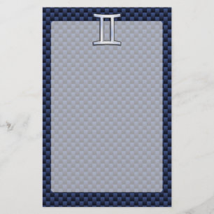 Papeterie SYMBOLE Zodiaque Gemini Marine Bleu Fibre de carbo