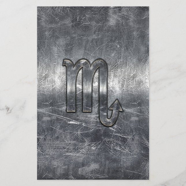 Papeterie Symbole zodiaque Scorpio en Grunge de style métall (Devant)