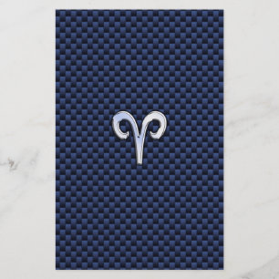 Papeterie SYMBOLE Zodiaque Silver Aries Style carbone de la 