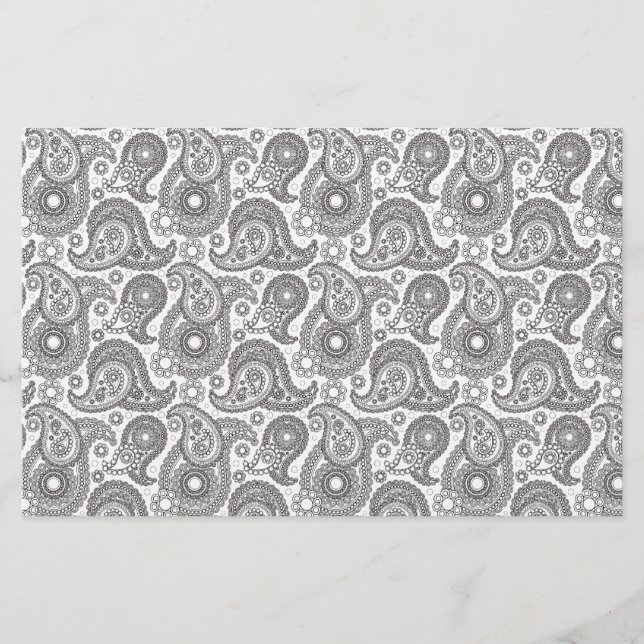 Papeterie Tangerine Black Paisley (Devant)