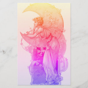 Papeterie TAROTS/ LADY DE LA LUNE AUX FLEURS JaUNE Rose