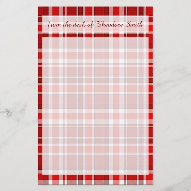 Papeterie Tartan blanc rouge (Devant)