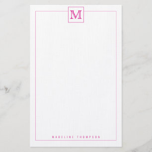 Papeterie Tendance moderne rose initial Monogramme Carré fro