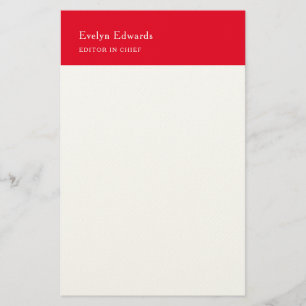 Papeterie Tendance Moderne Rouge Blanc Minimaliste Simple