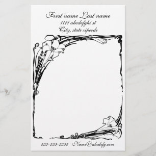 Papeterie Tête de lettre noire et blanche Art nouveau