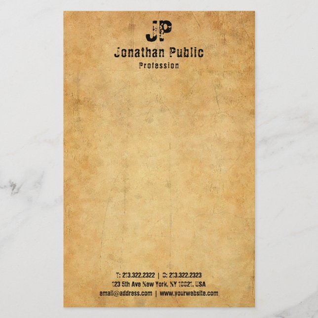 Papeterie Texte désapprouvé Vieux papier Apparence Modèle Vi (Devant)