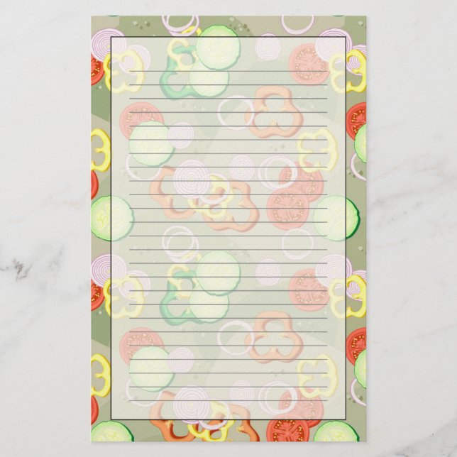 Papeterie Texture avec des tranches de légumes (Devant)