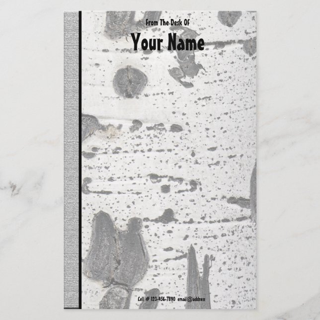 Papeterie Texture rustique Blanc Quaking Aspen Bark Photogra (Devant)