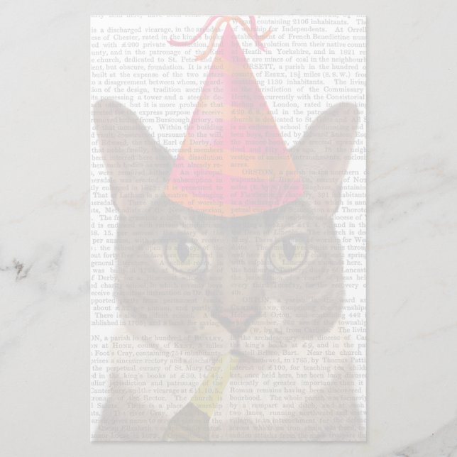 Papeterie Tortoiseshell Cat with Party Casquette (Devant)