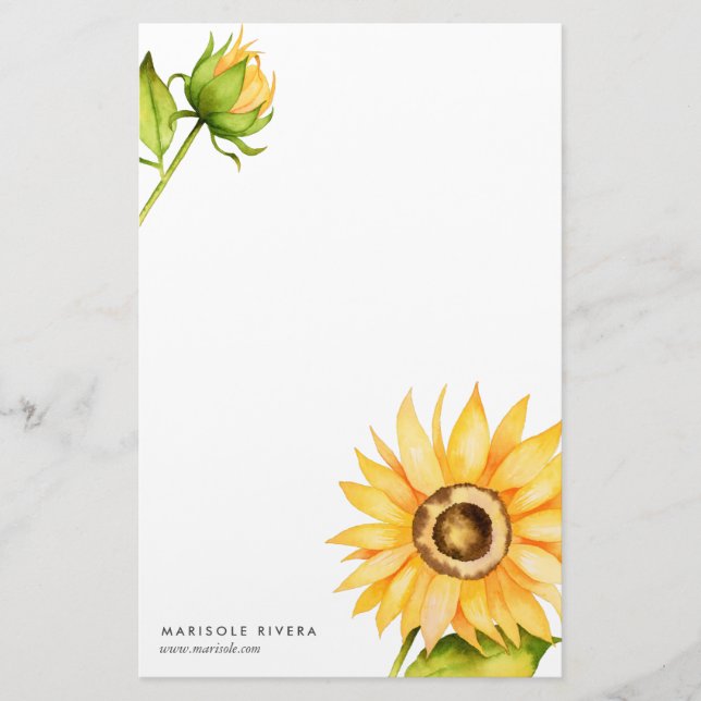 Papeterie Tournesol jaune élégant personnalisé (Devant)