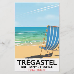 Papeterie Trégastel, Bretagne France affiche de voyage à la