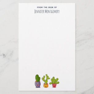Papeterie Trois mignons cactus dans des pots de fleurs Illus