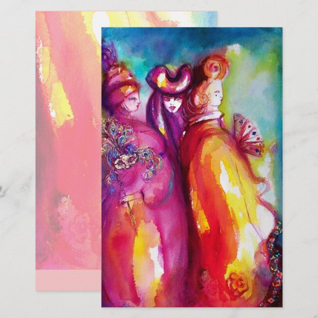 Papeterie TROISIÈME MASQUE, Boule de mascarade vénitienne (Devant / Derrière)