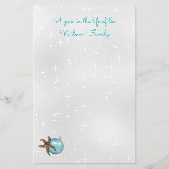 Papeterie Tropical Christmas Starfish Twinkling Silver Papie (Devant)