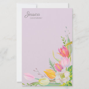 Papeterie Tulipes aquarelles roses et jaunes Fleurs de print