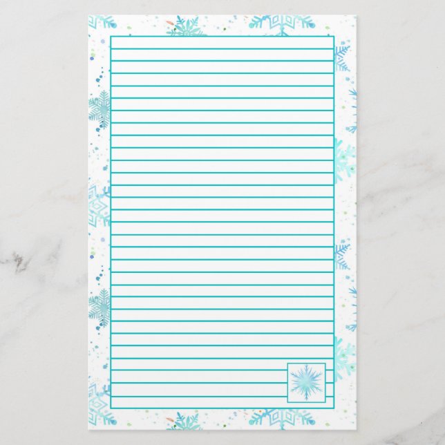 Papeterie Turquoise Blue Snowflakes Linked (Devant)