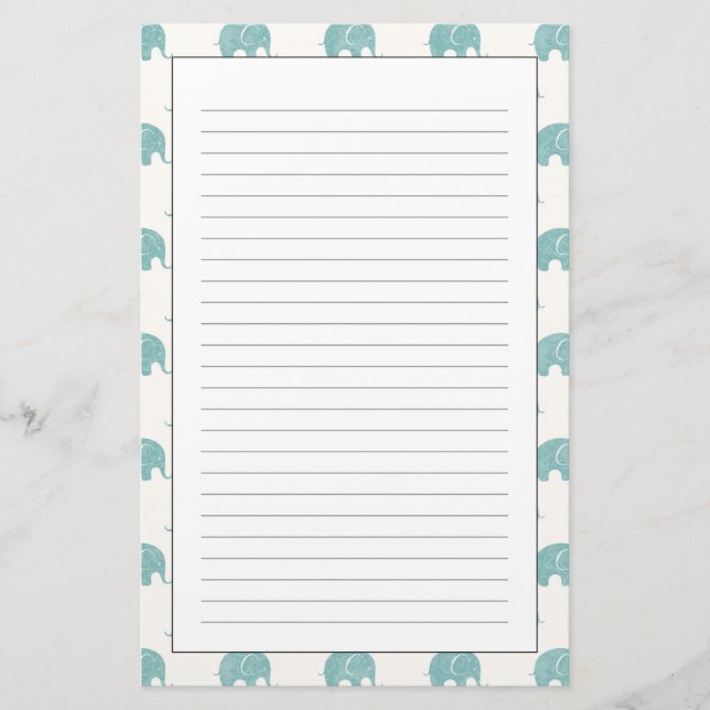 Papeterie Turquoise Cute Elephant Motif (Devant)