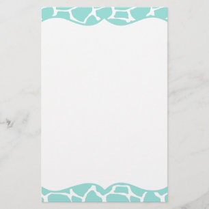 Papeterie turquoise d'impression de girafe