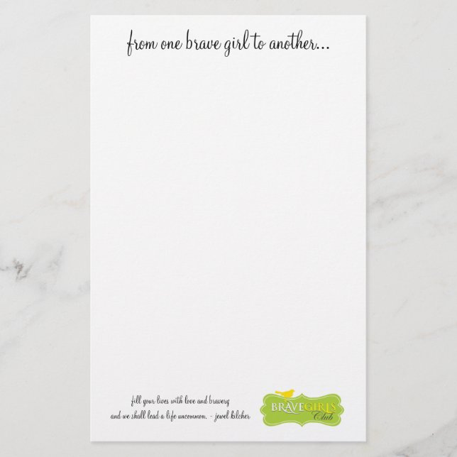 Papeterie Une fille courageuse à l'autre stationnaires (Devant)