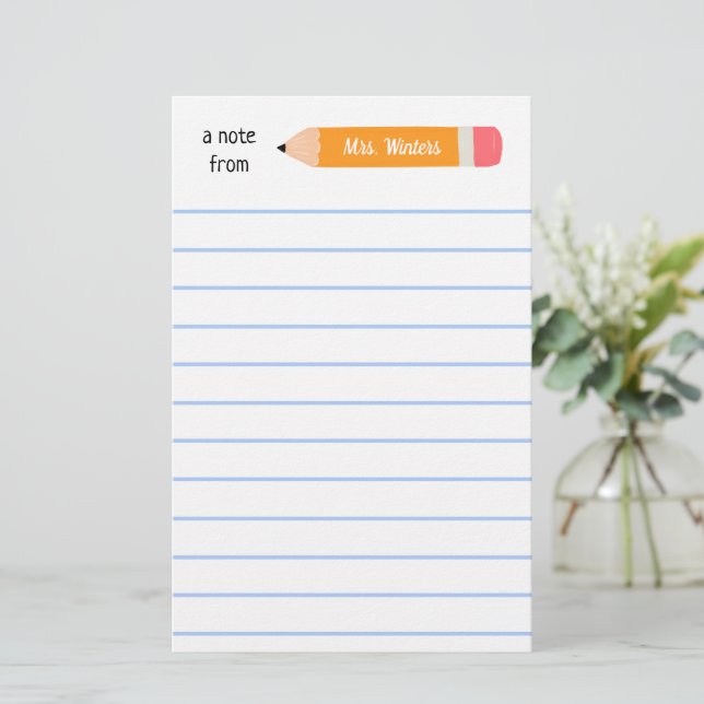 Papeterie Une note du crayon jaune... enseigne le cadeau (Debout devant)