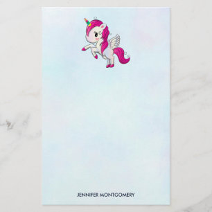 Papeterie Unicorne rose mignonne avec ailes