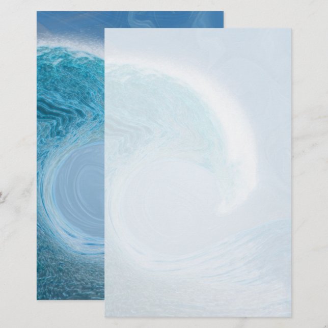 Papeterie Vague Bleue Artistique (Devant / Derrière)