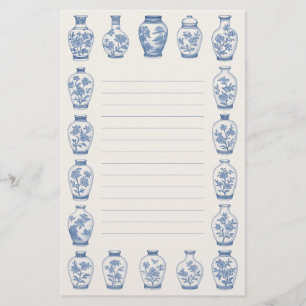 Papeterie vase bleu chinoiserie – Ligné élégant