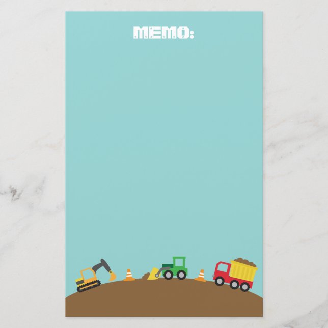 Papeterie Véhicules mignons de construction pour des garçons (Devant)