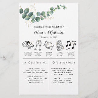 Papeterie Vert et or Elégant mariage Itinéraire main