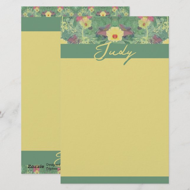 Papeterie Vert floral (Devant / Derrière)