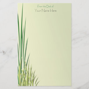 Papeterie Vert jaune Ombre Stalk Grass Bordure Nom personnal