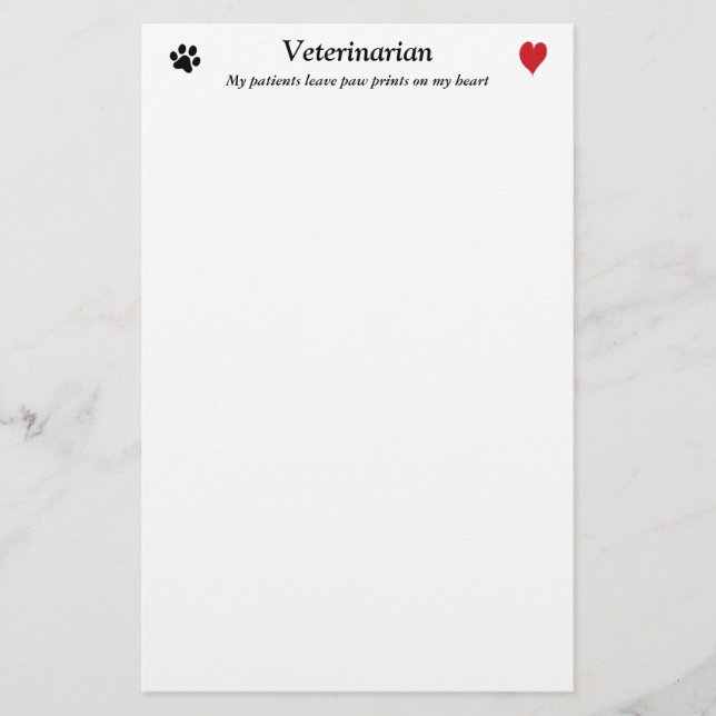 Papeterie Vétérinaire - empreintes de pattes sur mon coeur (Devant)