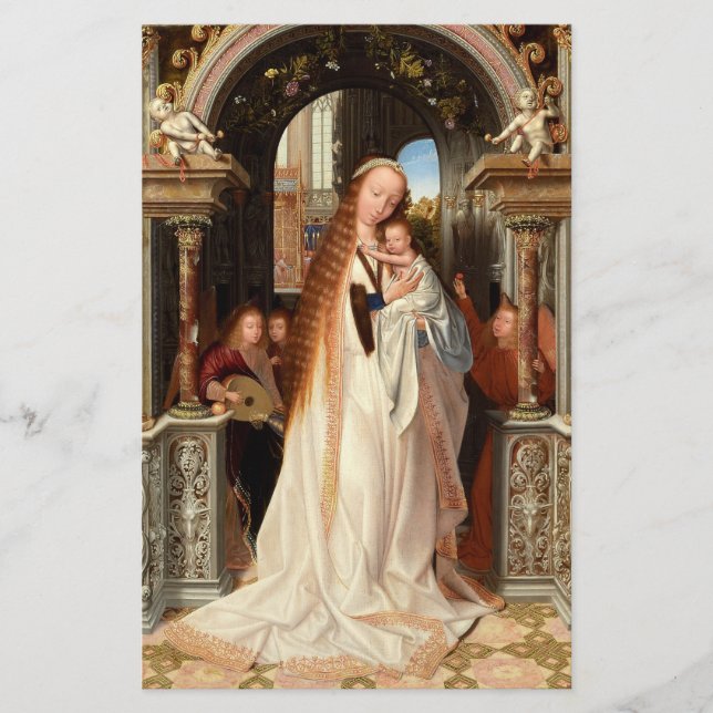 PAPETERIE VIERGE AVEC ENFANT, ANGES MUSICAUX NOËL (Devant)