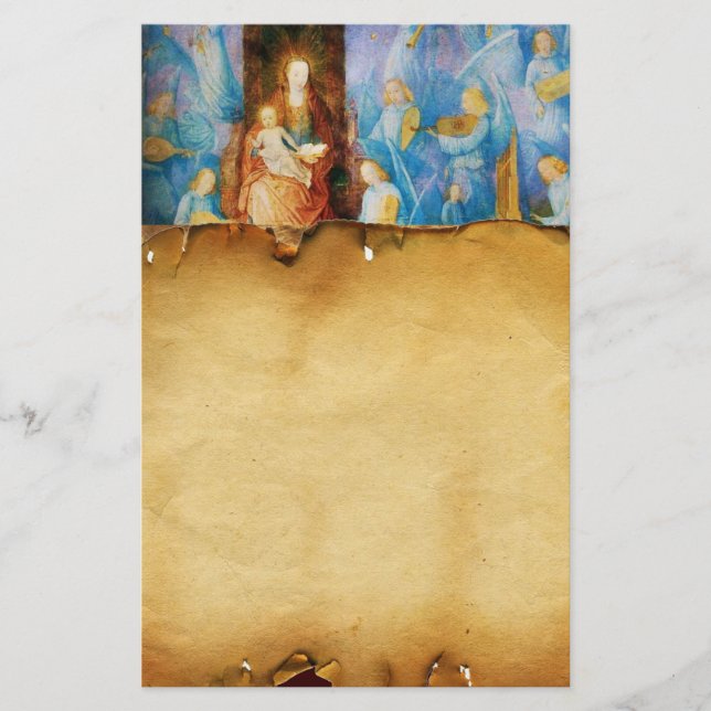 Papeterie VIERGE AVEC ENFANT -CONCERT D'ANGES, Parchemin (Devant)
